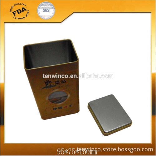 Square Tea Tin Can with Inner Plug Lid